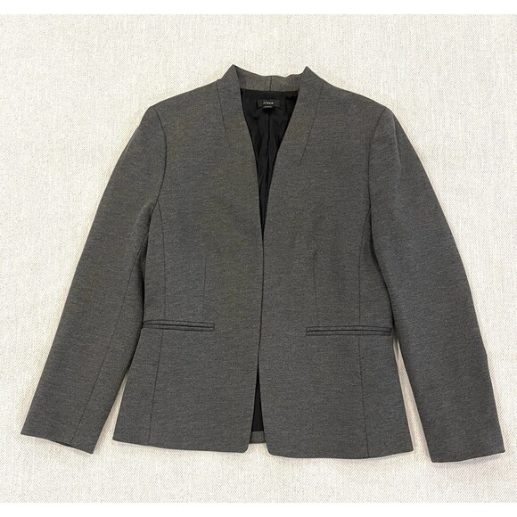J.CREW Going Out Blazer Stretch Twill Open Front Heather Dove Gray 8 MSRP $128 - Picture 1 of 7